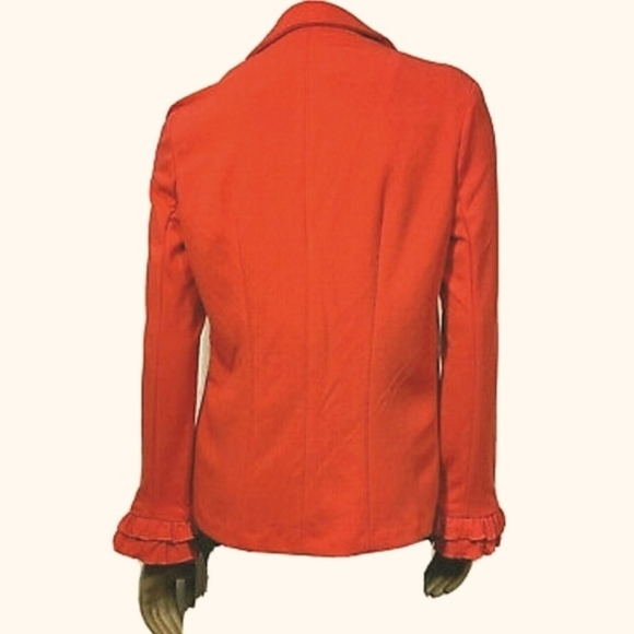 🌻 Soho Apparel Ltd. Ruffle Cuff Red Blazer. Size L - Picture 3 of 8